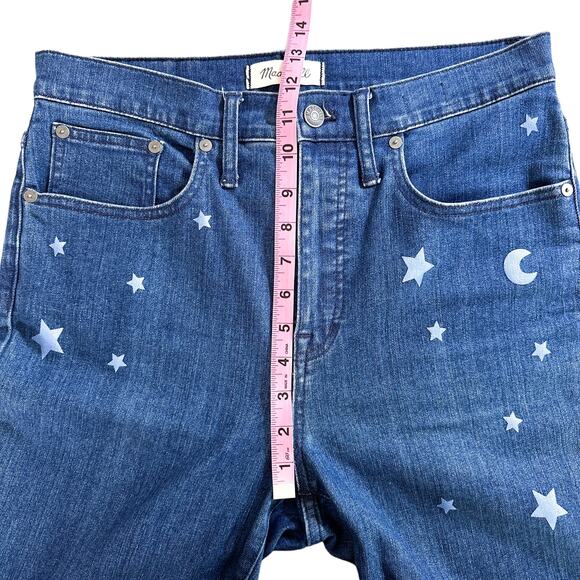 Madewell Cali Demi-Boot Jeans Star Mini Flare High Rise Cropped Jeans Blue 28 - Picture 14 of 16